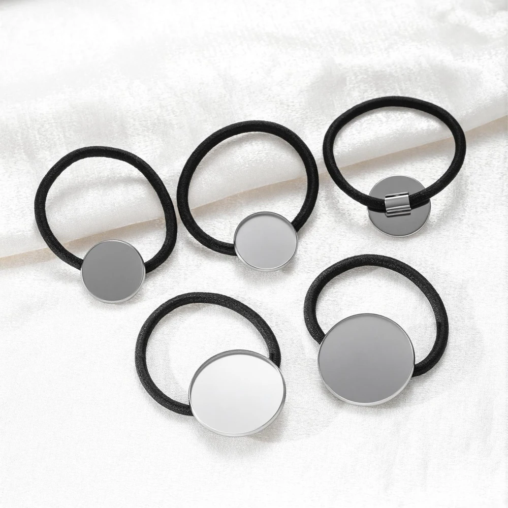 5 Stück Edelstahl-Haarband-Basis, elastisches Band mit Cabochon-Basishalter für DIY-Haaraccessoires, Haarring-Basis. – Detail 2