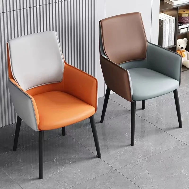 

Ergonomic Kitchen Dining Chairs Modern PU Leather Balcony Luxury Arm Dining Chairs Office Relax Silla Comedor Furniture BL50CY