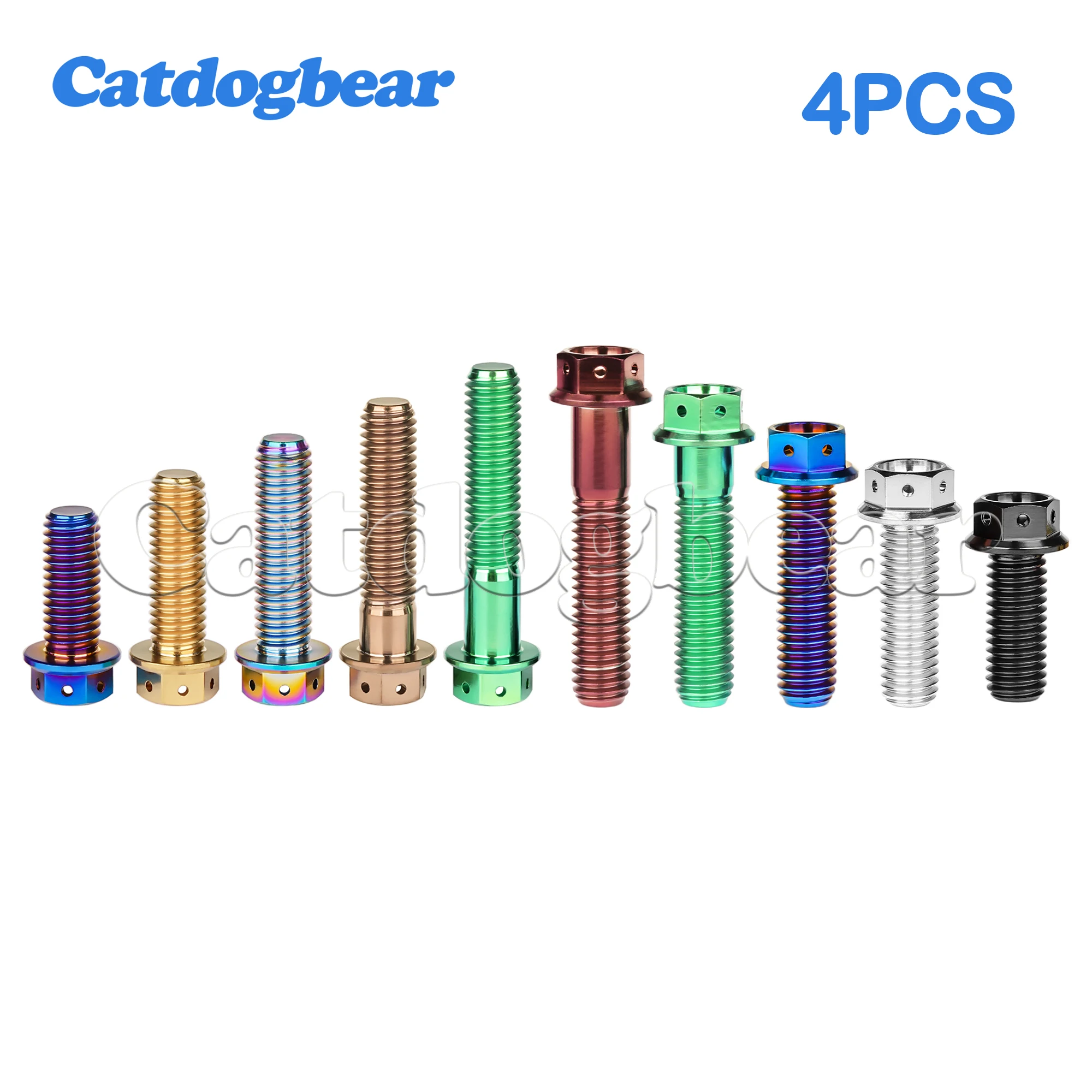 Catdogbear 4pcs Titanium Screws M6x10-- 60mm Hexagon Flange Head Fastener for Motorcycle Disc Brake Screw