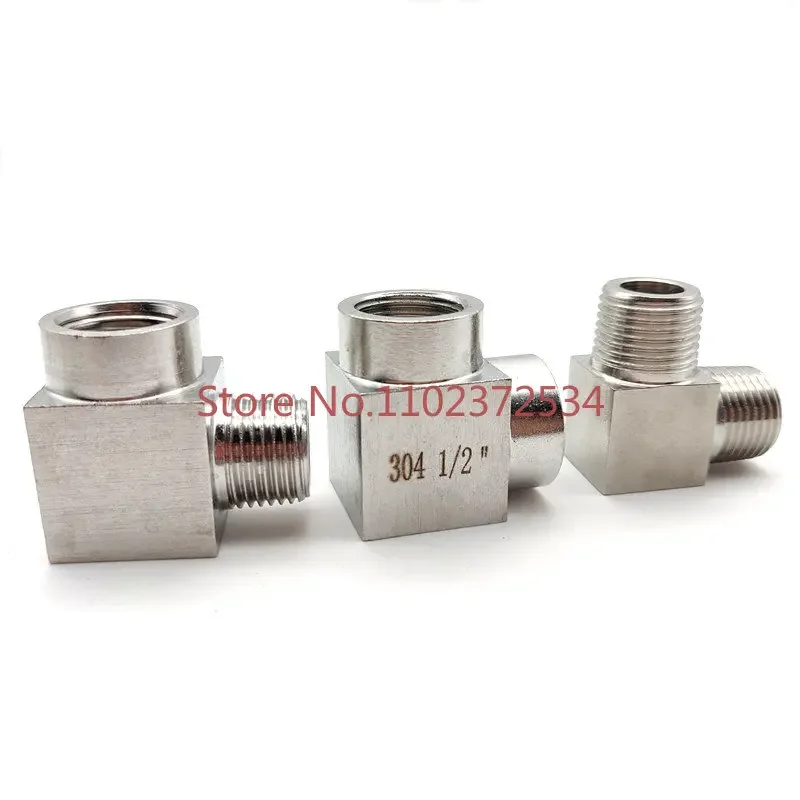 5PCSCustomized 304 stainless steel right-angle connector external wire 2 square internal and external wire bend through 4 points