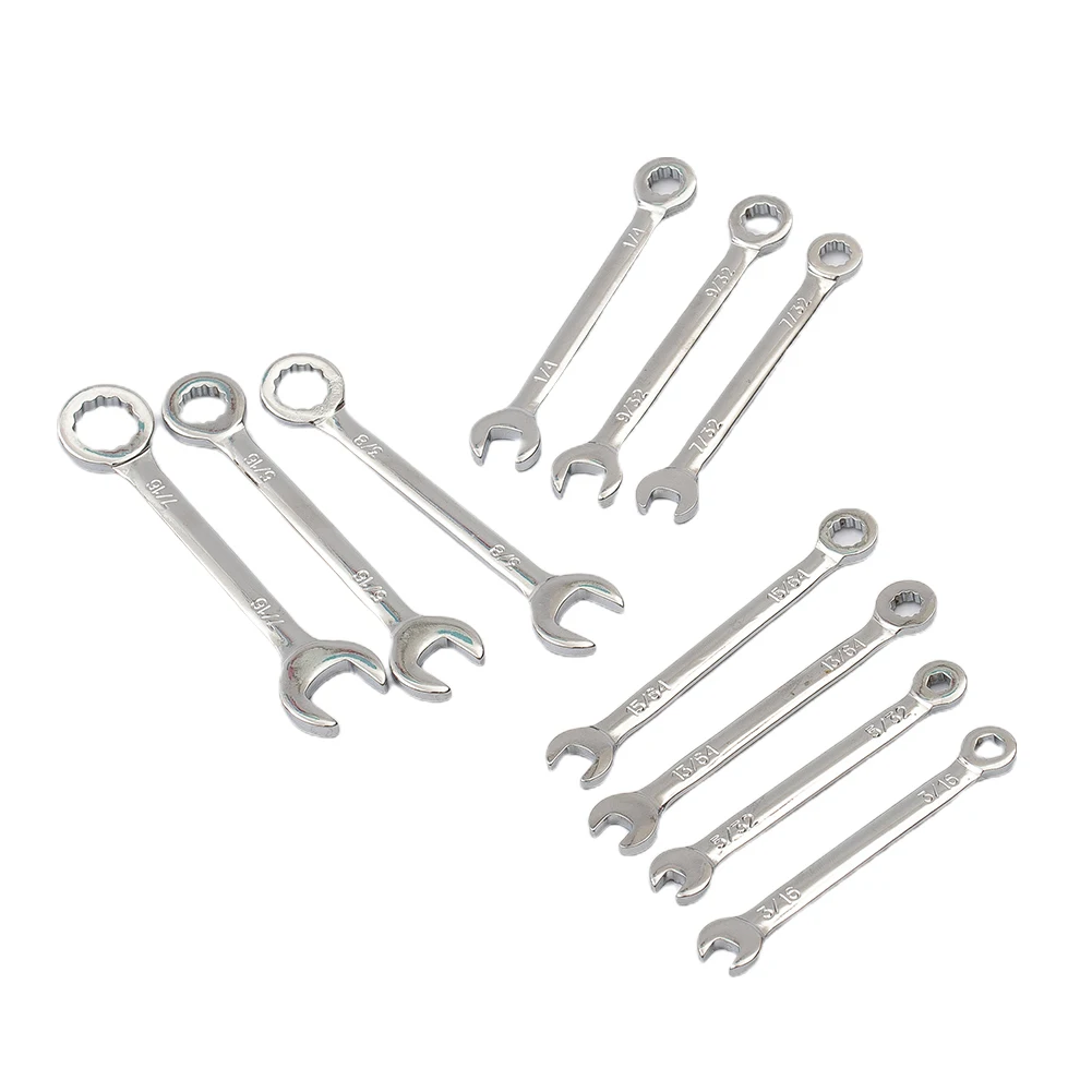 10pcs Combination Spanner Set Small Wrench Metric / SAE Imperial  Portable Tool For Automobile Industry Family Hobbies Hand Tool