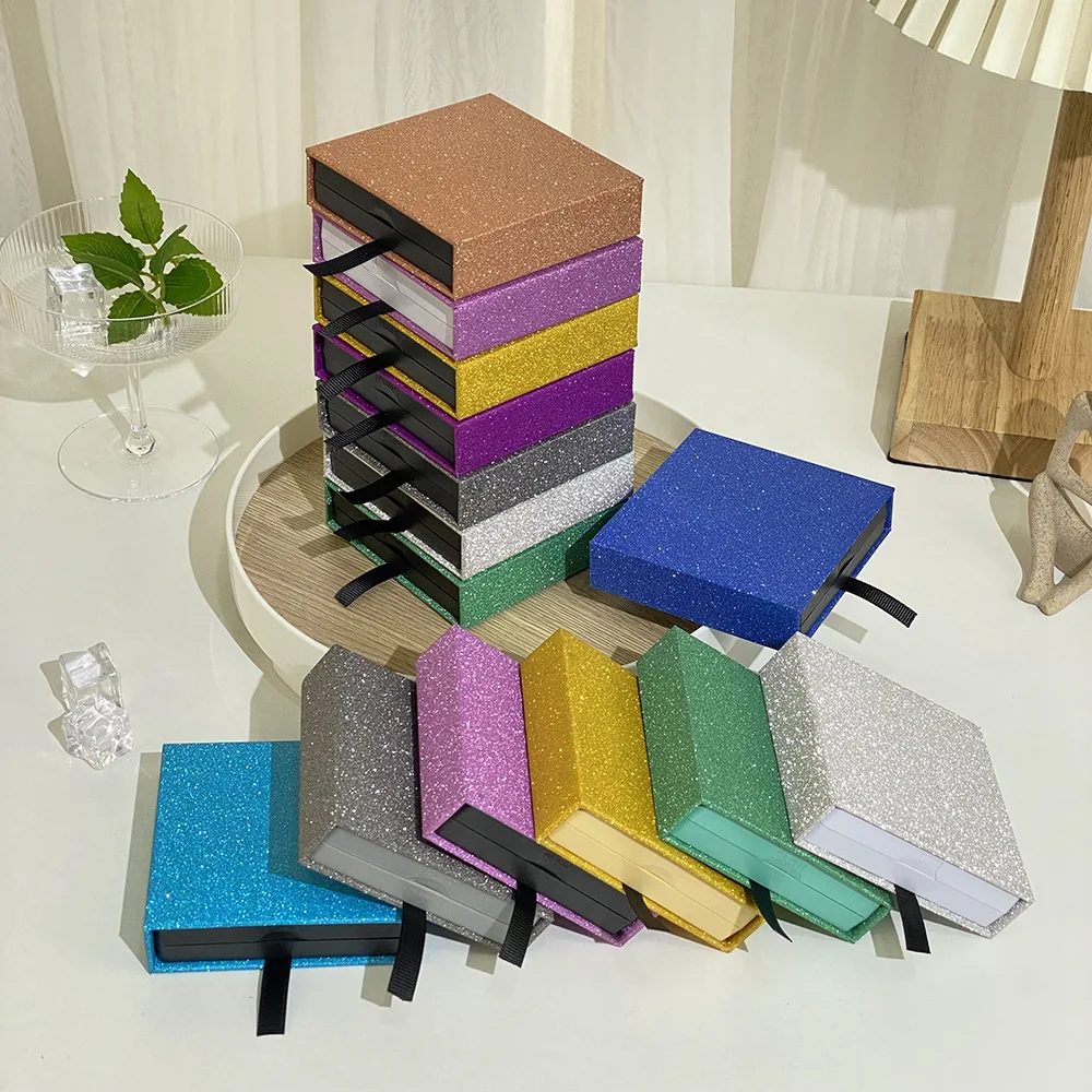 Colourful Glitter Jewellery Box Travel Jewelry Packaging Boxes Fashion Drawer Jewelry Display Box Earrings Gift Organizer Case