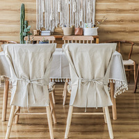 Poly/ Linen Chair Back Cover for Dining Room Wedding Party Chair Seat Covers Restaurant Home Anti-dirty Removable Bow-knot