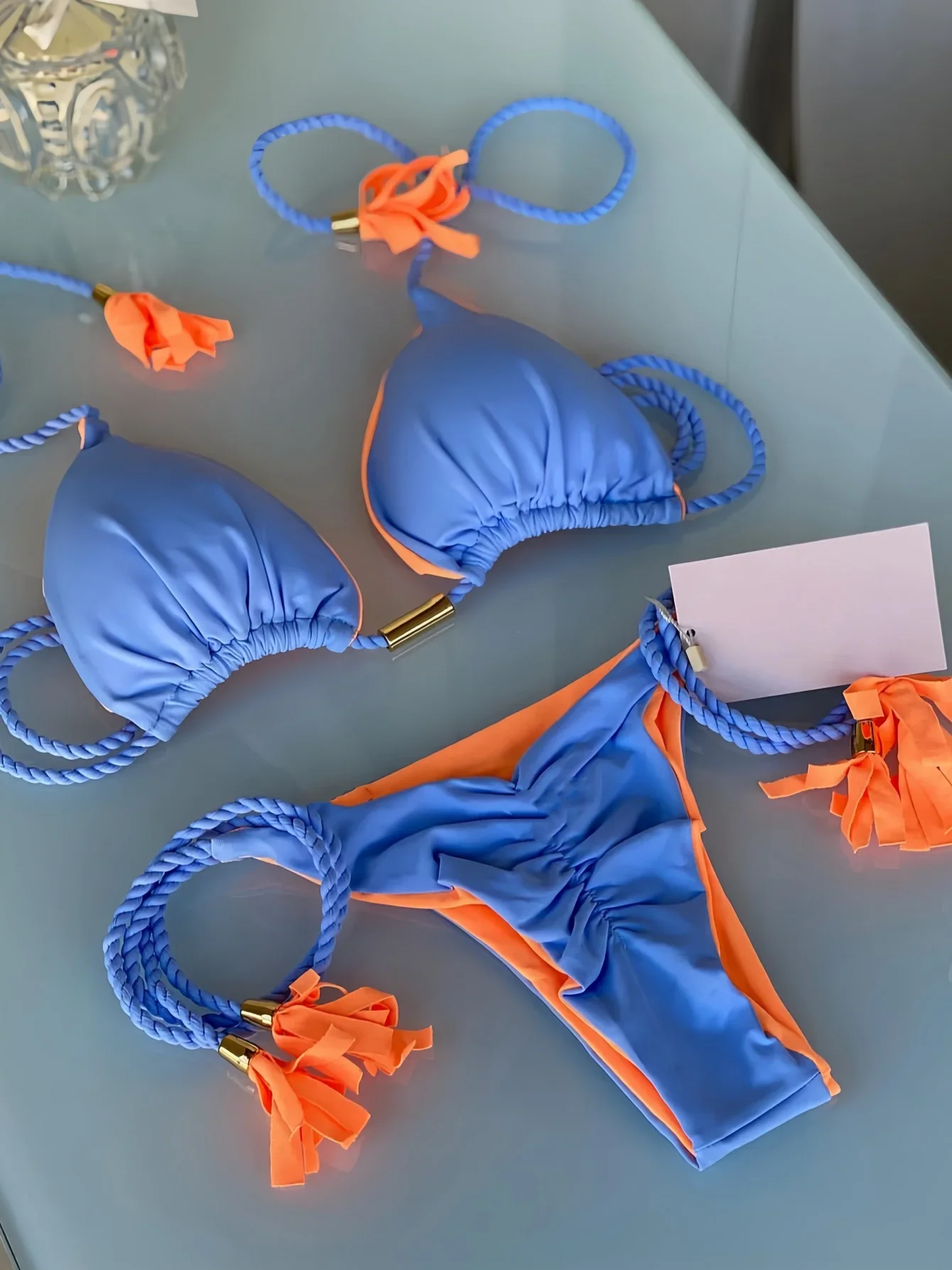 2025 New Sexy Beach Women's Swimsuit Braiding rope Bikinis Set Two-piece Triangle Swimwear Bathing Suit Brazilian Biquinis