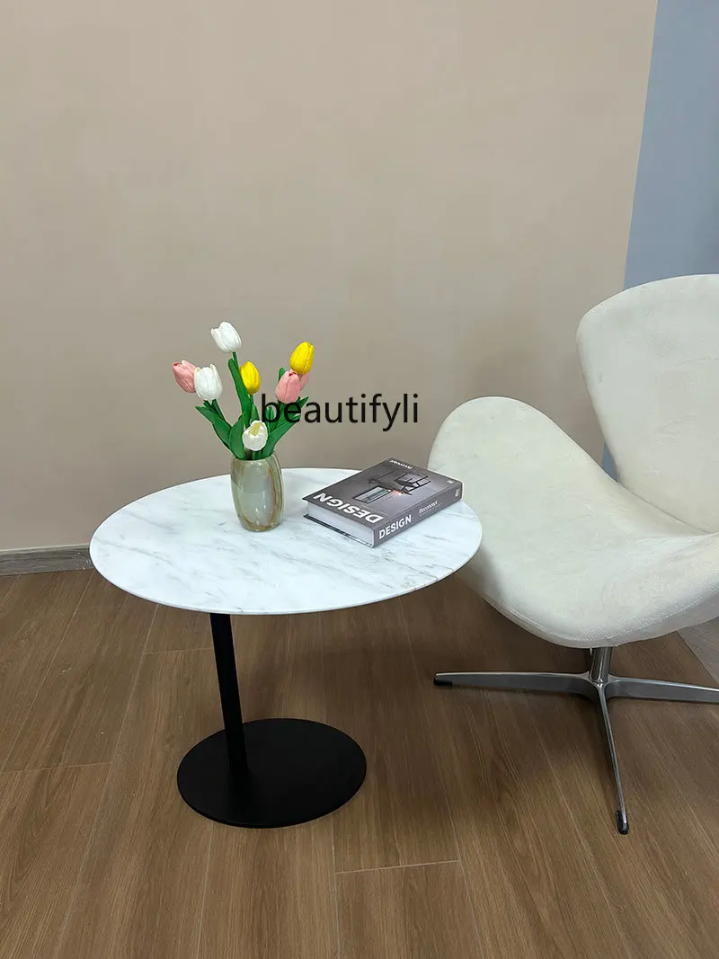 

2 yj15 Nordic Marble Side Table Living Room Sofa Corner Small Coffee Table Modern Simple Model Room Stone Plate Creative Small T