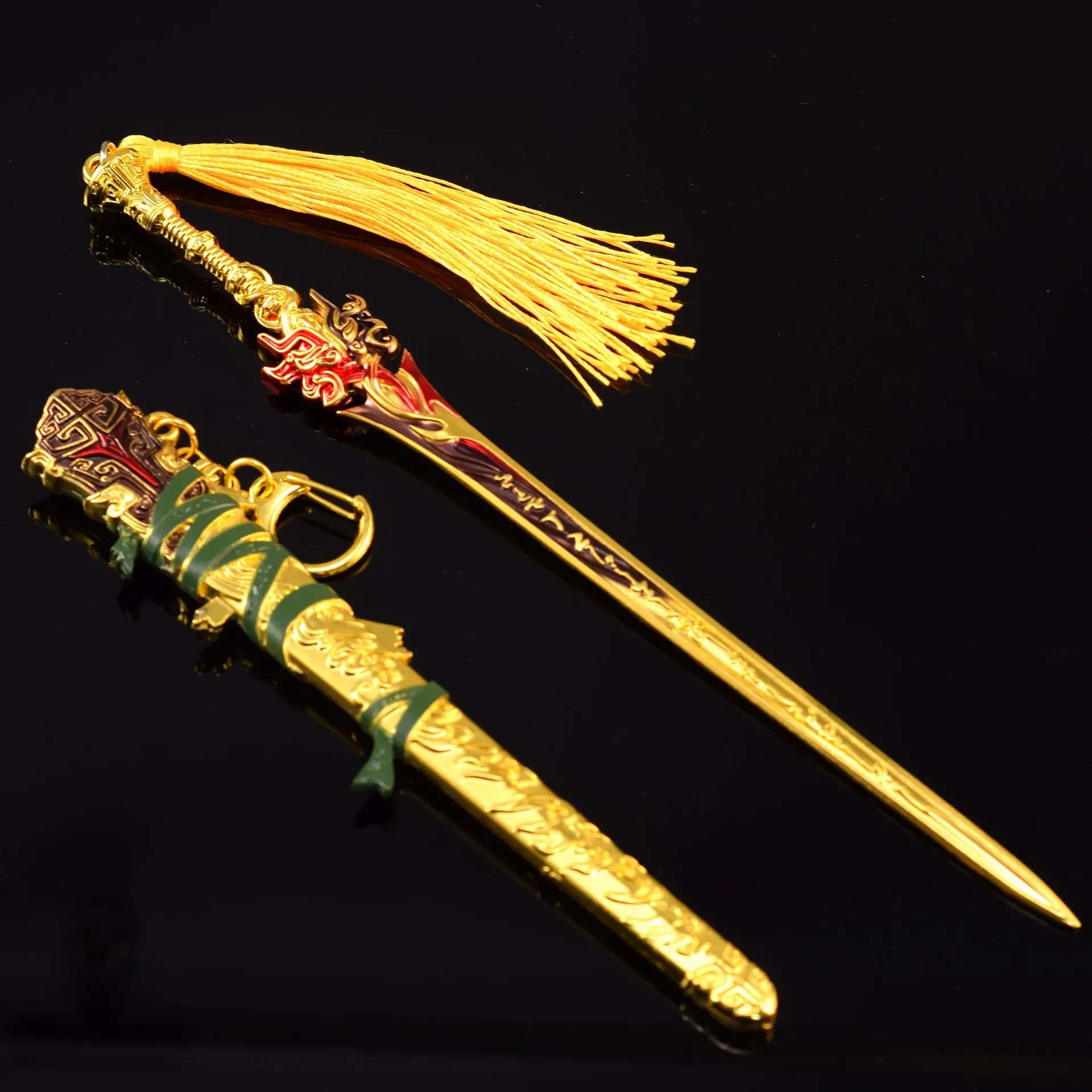 Naraka: 블레이드 포인트 긴 검 클리어 나비 칼, 주변 기관총, 새로운 스타일 엘리트 금속 키 체인, Gitf 장난감, 어린이