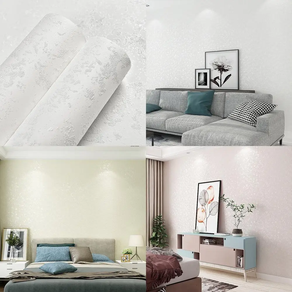 Beige wallpaper modern minimalist 3D diatom mud natural pigment light green non self adhesive non woven wall covering