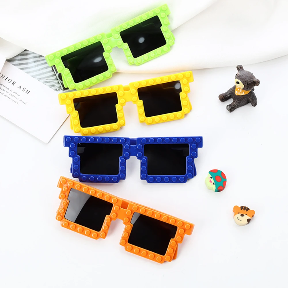

New Fashion Building Block Sunglasses Unisex Novelty Building Block Gasses Wedding Birthday Party Gifts Decoration Supplies Prop