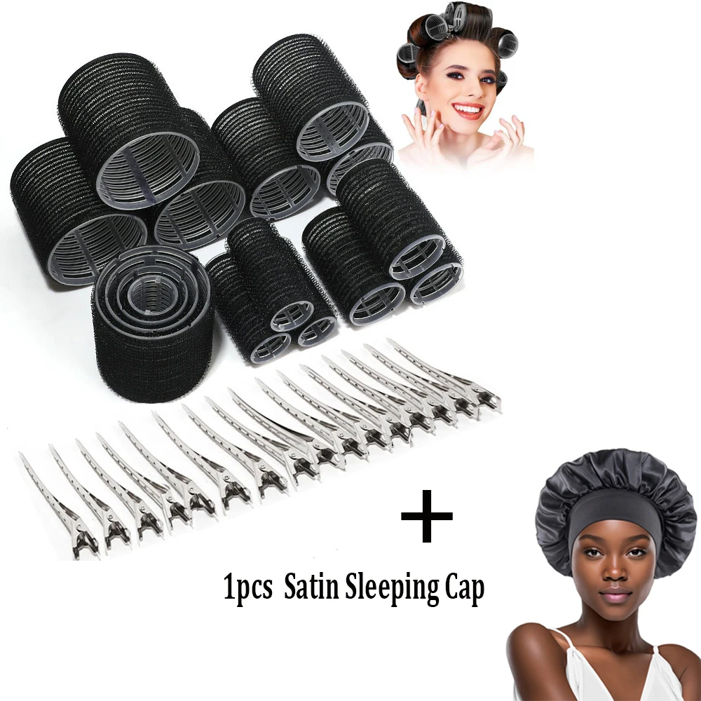 

33pcs Hair Roller Sets Heatless Curls Self Grip Hair Rollers with sleep cap No Heat Hair Curlers Hair Bangs Volume Jumbo Curlers