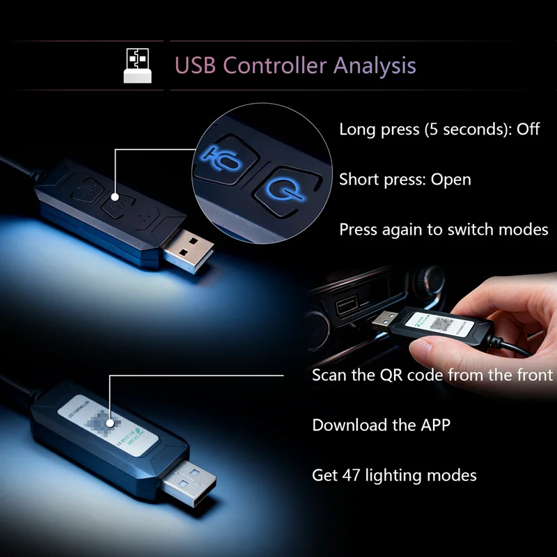 150cm Car Ambient Lights LED Interior RGB Atmosphere Lamp USB APP Control Remote for Tesla Model 3 Y S X view 4