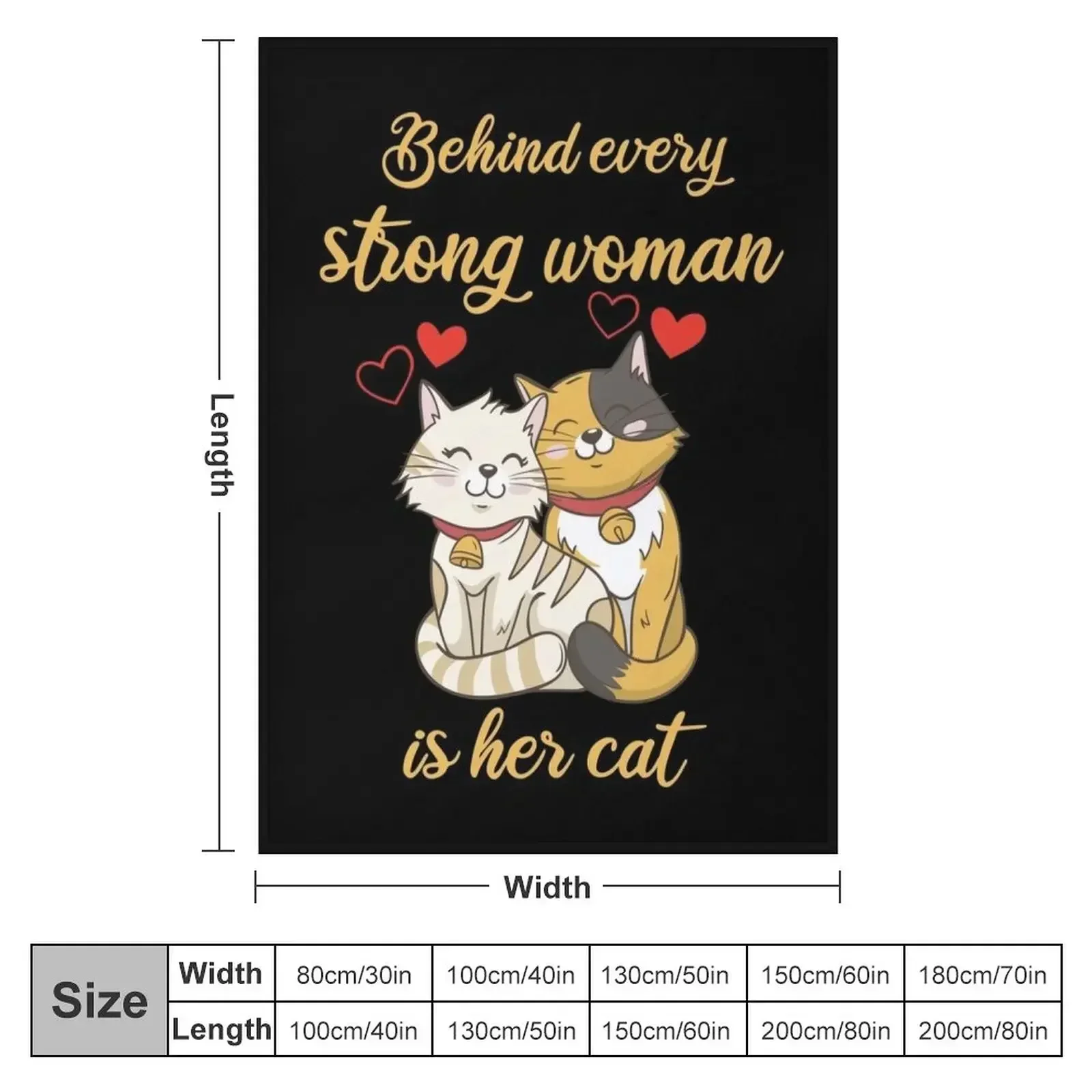 behind every strong woman is her cat Throw Blanket couch cozy soft plush fuzzy picnic outdoor blanket