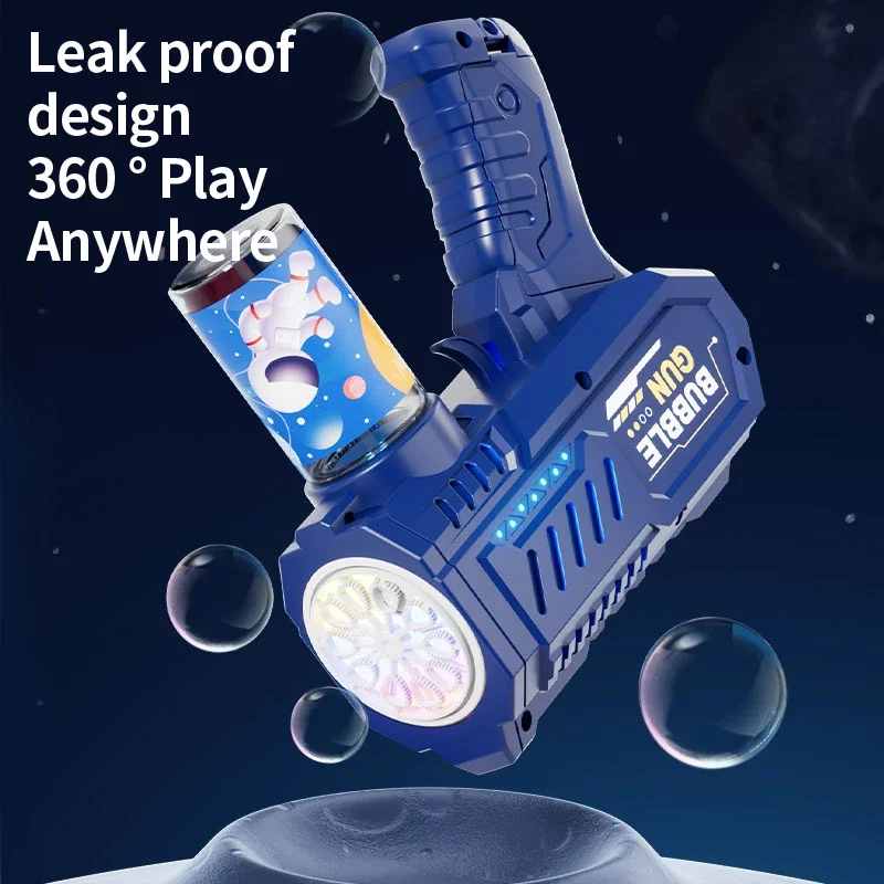 One Pack Of Children's 10 Launcher Handheld Portable Electric Automatic Bubble Gun LED Light For Boys And Girls