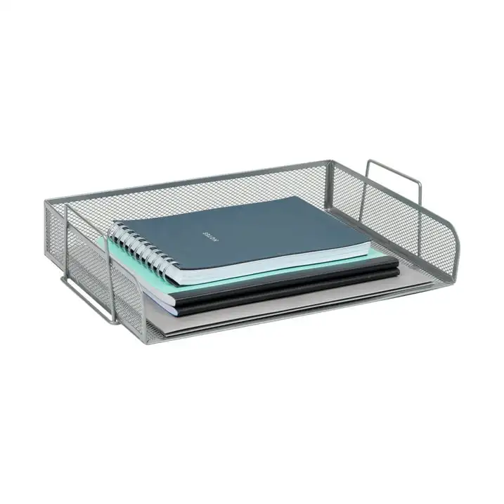 Mind Reader Stackable Paper Tray, Desktop Organizer, File Storage, Office, Metal, 2 Pcs., Black