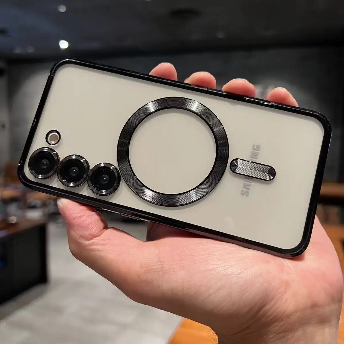 Magnetic Plating Case For Samsung Galaxy S25 S24 Ultra S23 FE S22 Plus Camera Lens Protector Glass Magsafe Wireless Charge Cover