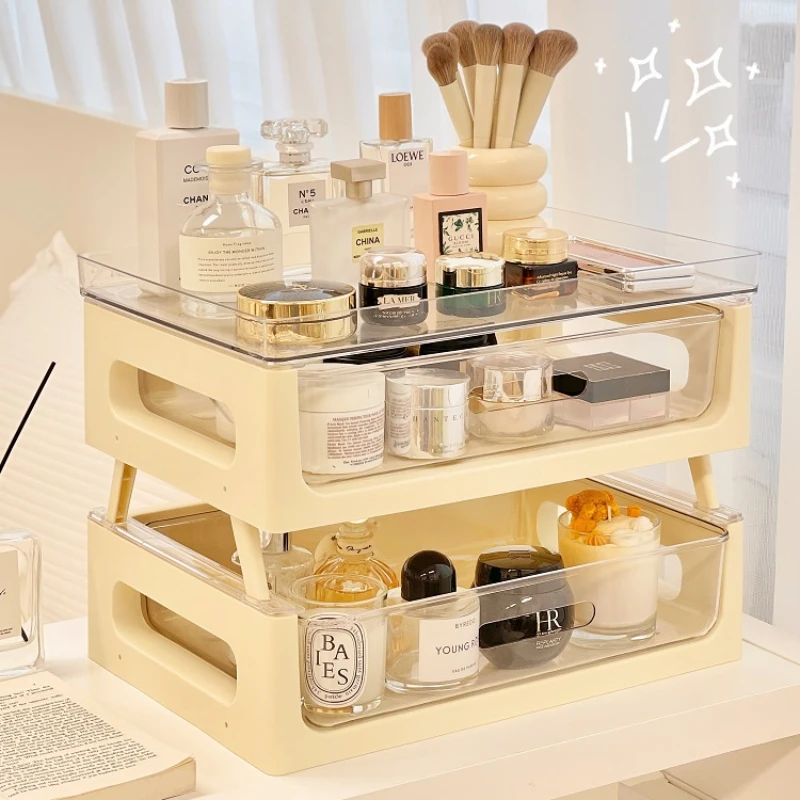 Desktop Stacking Storage Box Cosmetics Storage Rack Office Workstation A4 Paper Storage Rack Cup Holder Transparent Drawer Boxes