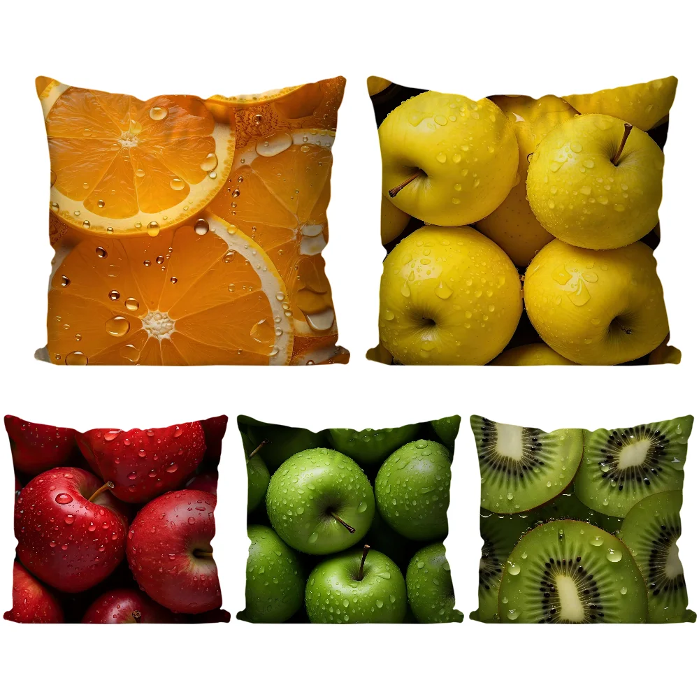 Fruit Art Pillow Case Cartoon Sofa Decorative Home Double-sided Printing Short Plush Cute Cushion Cover