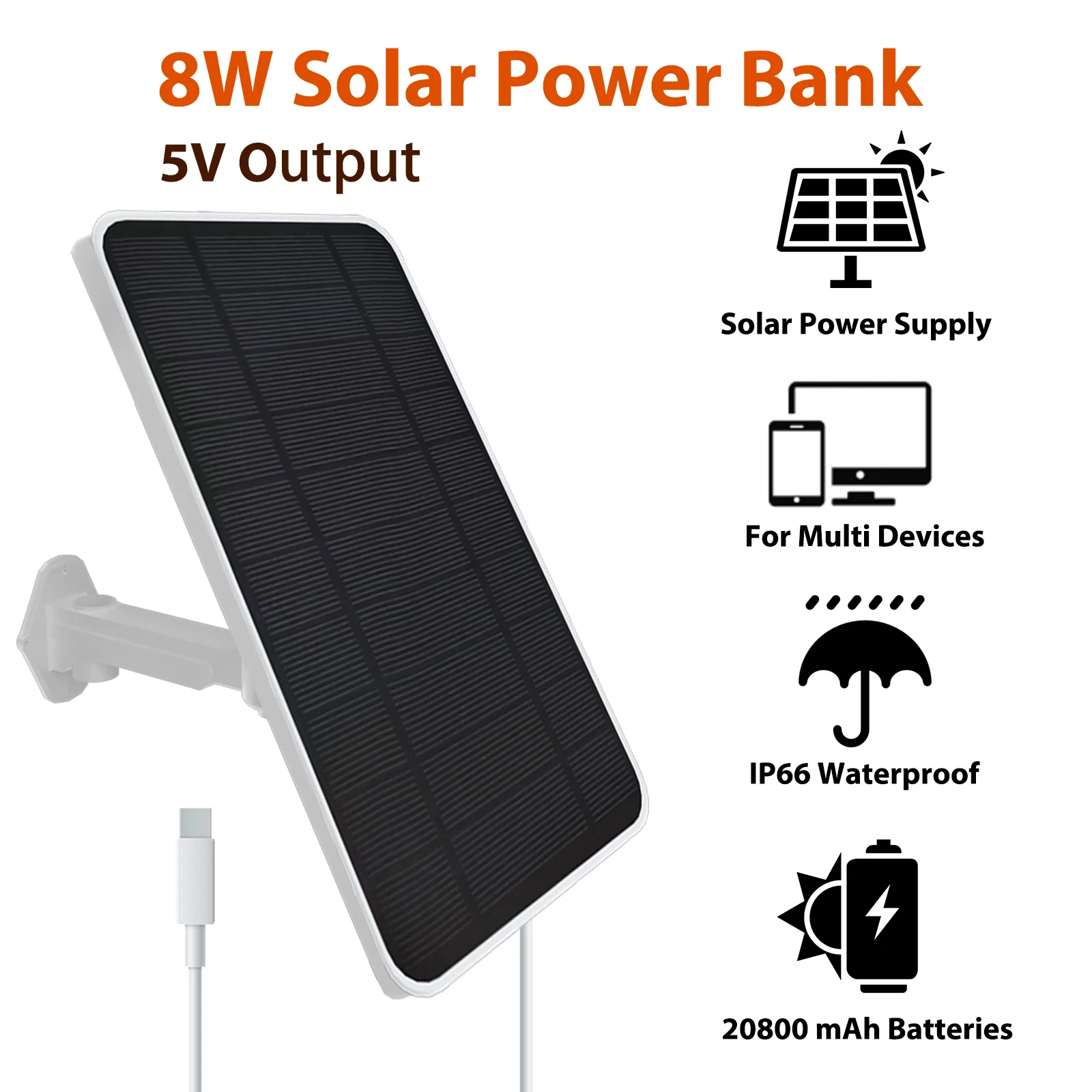 8W Solar Power Bank/Outdoor Solar Powered Kit/Mono-silicon/IP66 Protezione/5V voltage/Easy installazione/Eco-friendly