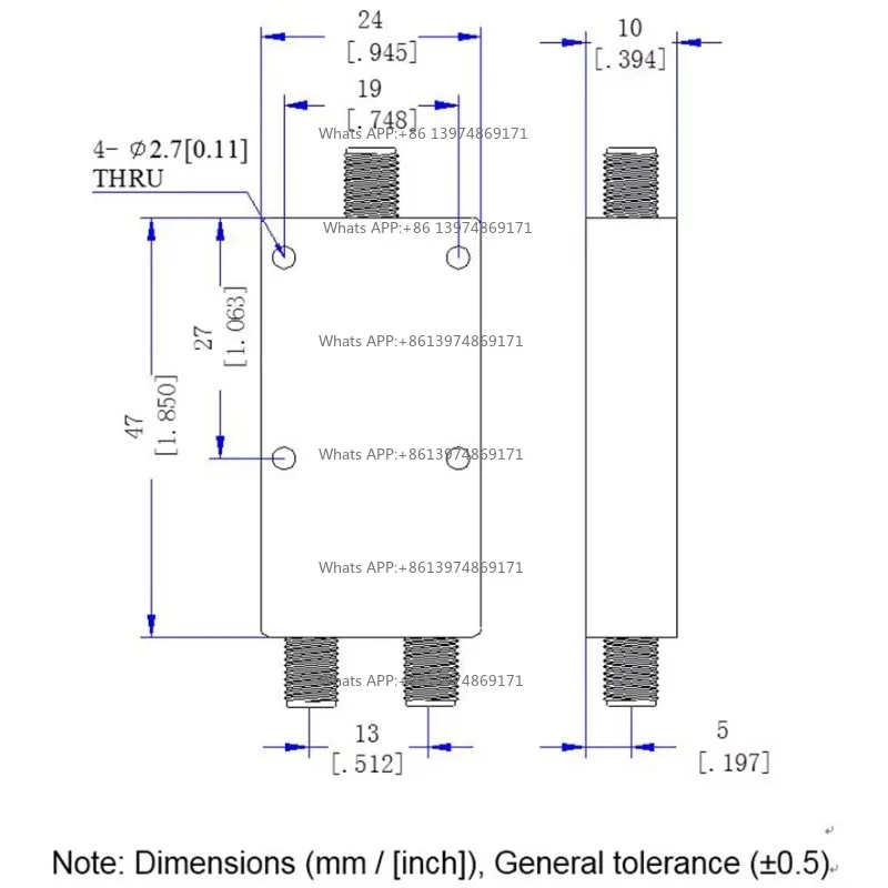 PD-2/18-2S 2-18GHz 20W SMA RF Microwave One in Two Broadband Power Divider