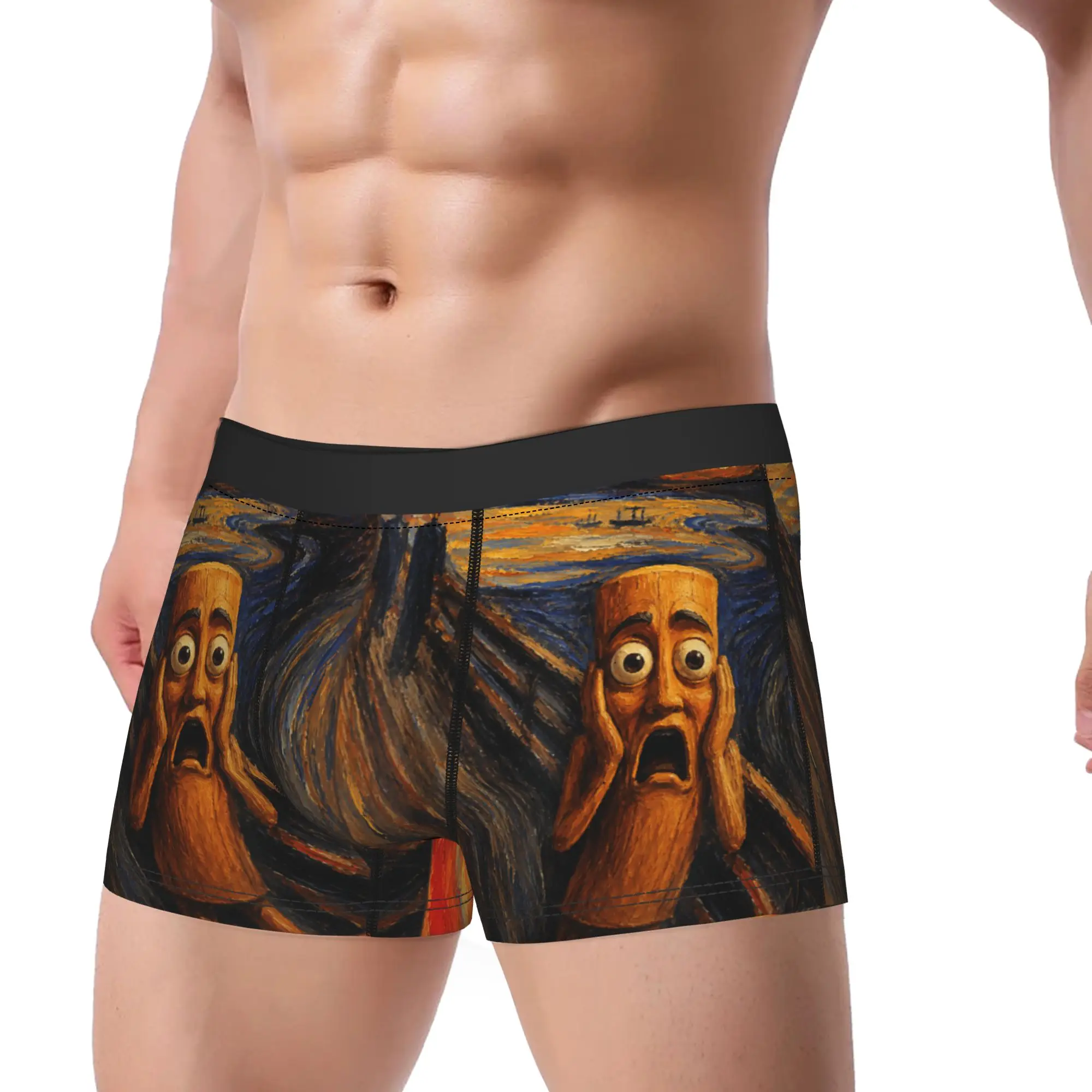 Tung Tung Tung Sahur Scream Famous Painting Parody Meme Underwear Panties Customs Boxer Brief Men Pouch Large Size Boxer Shorts