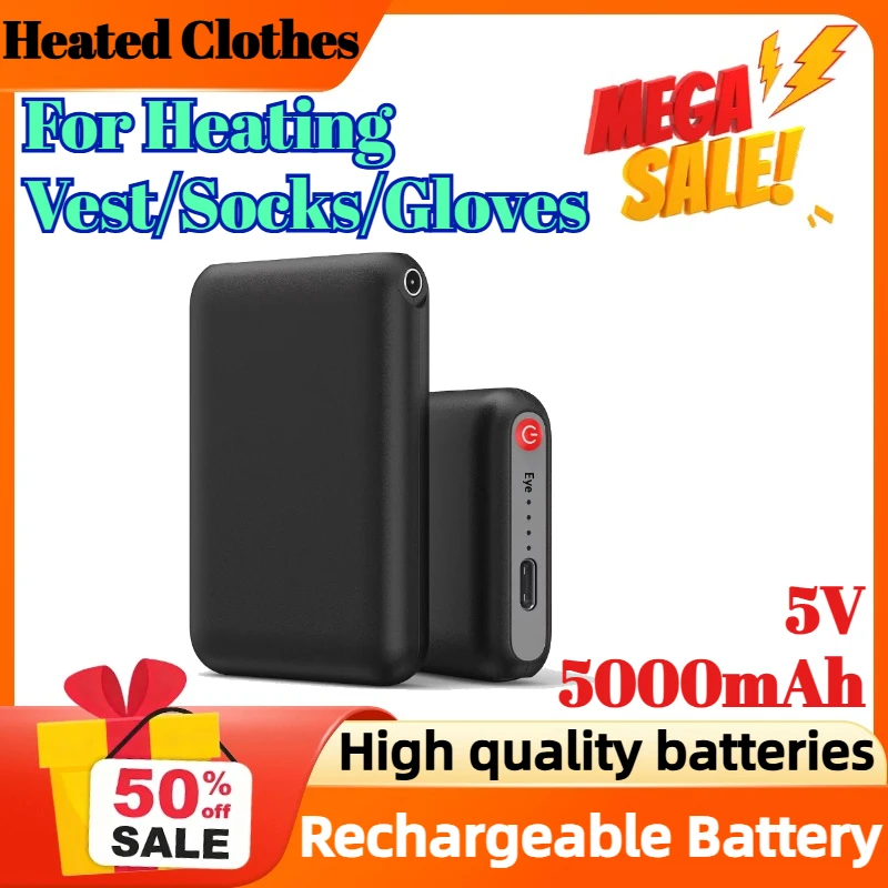 

5V 5000mAh Heated Clothes Battery Lithium Polymer Rechargeable Battery for Heating Vest/Socks/Gloves
