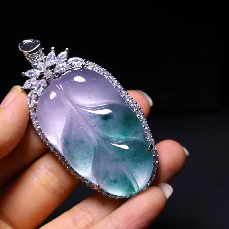 Colgante de jade, jade hielo, jade hoja dorada, cuarcita flor azul, colgante de hoja de jade, colgante para collar, venta al por mayor, estrella