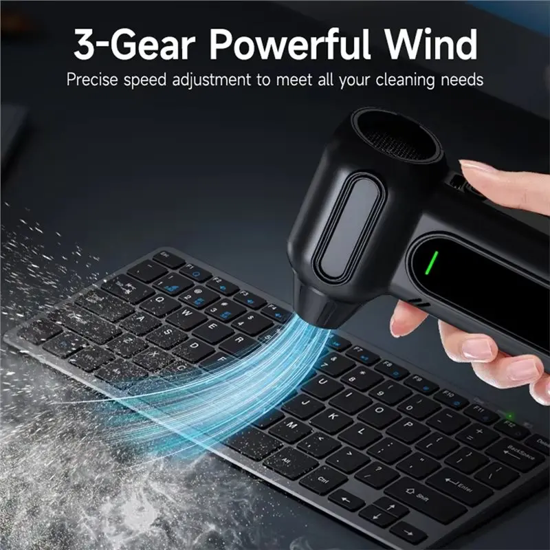 

N96R Super Power Electric Air Duster 400000RPM Turbo Fan Air Blower Rechargeable 3-Gear Brushless Motor For Car/PC/Home