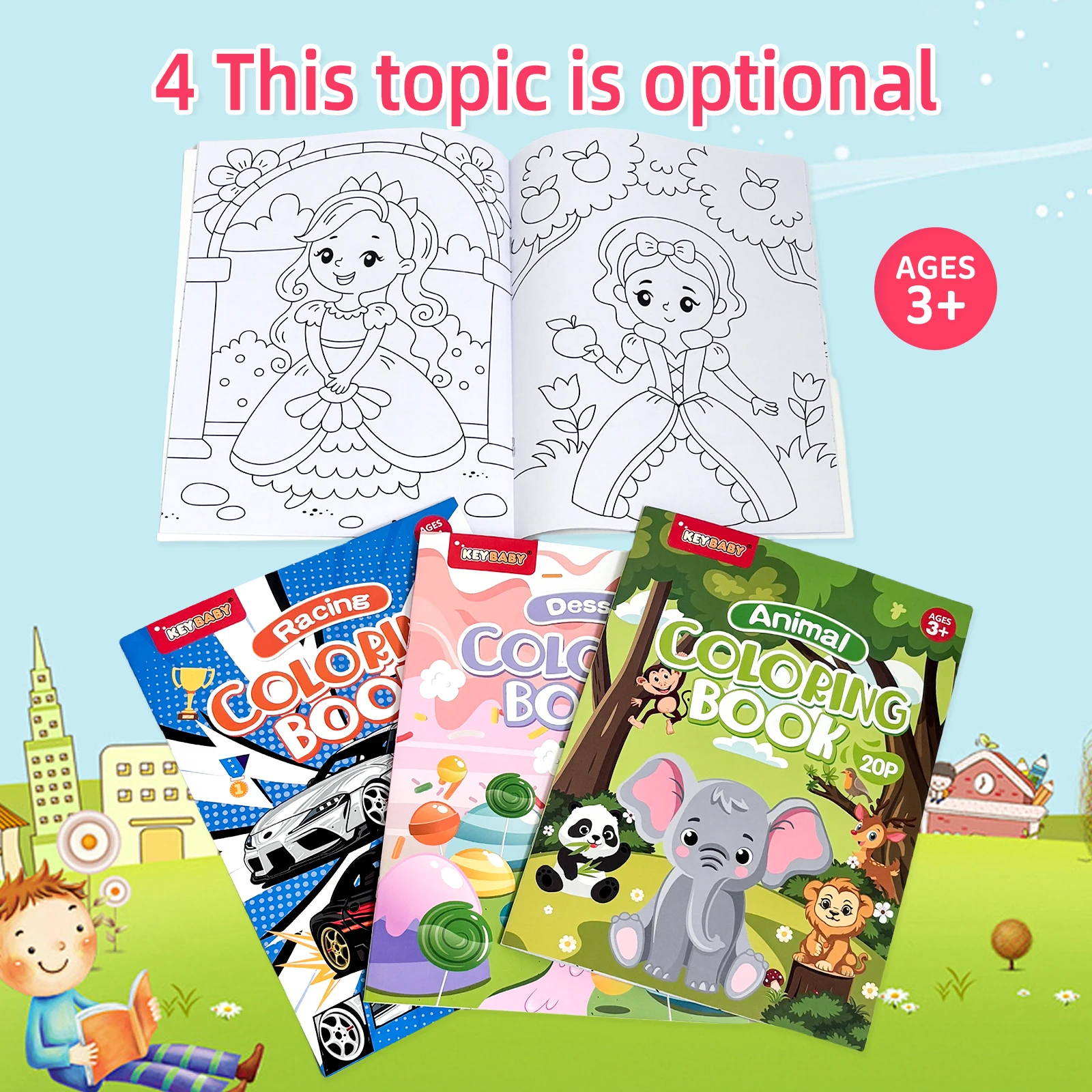 Creative Coloring Book Gift Pack with 4 Exquisite Patterns Featuring Princesses Animals ect Great Gift for Your Family