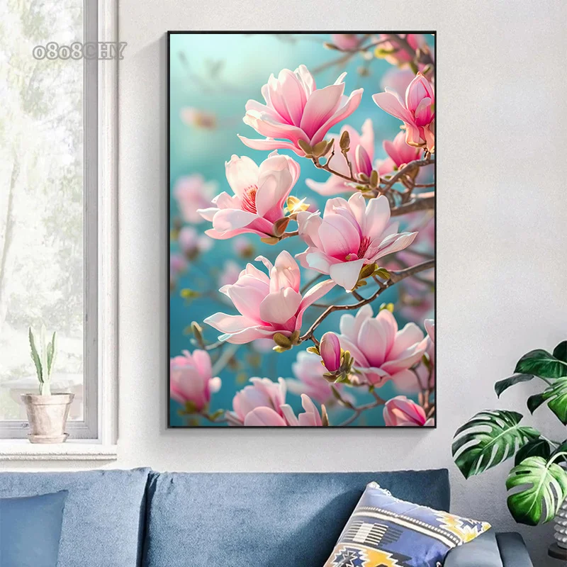 Magnolien brauchen kein HD, um schön zu sein – moderne Pflanzenbilder auf rahmenloser Leinwand für die Wanddekoration zu Hause