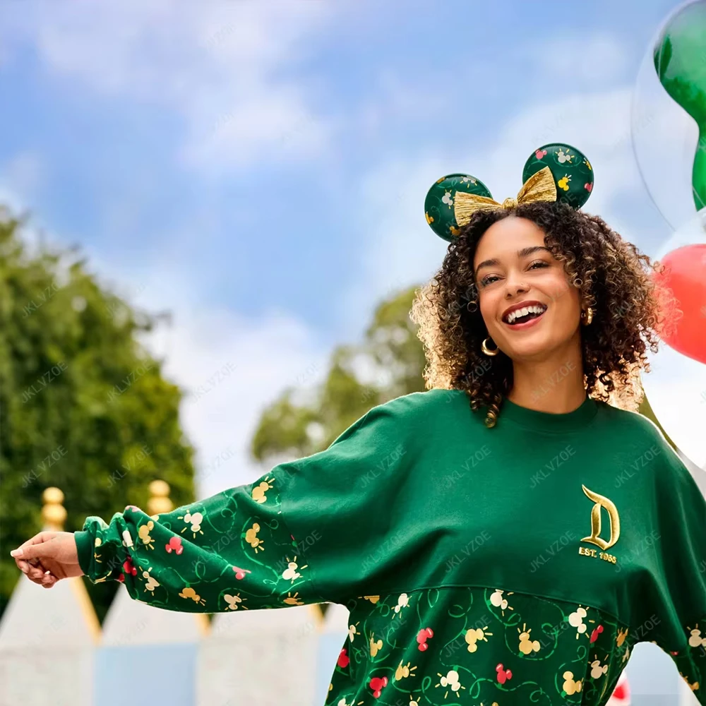 Disney-Women\'s Mickey Mouse Print Pullover, Holiday Fashion Sweatshirt, Christmas Present, New Arrivals, Autumn and Winter