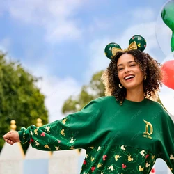 Disney-Women's Mickey Mouse Print Pullover, Holiday Fashion Sweatshirt, Christmas Present, New Arrivals, Autumn and Winter