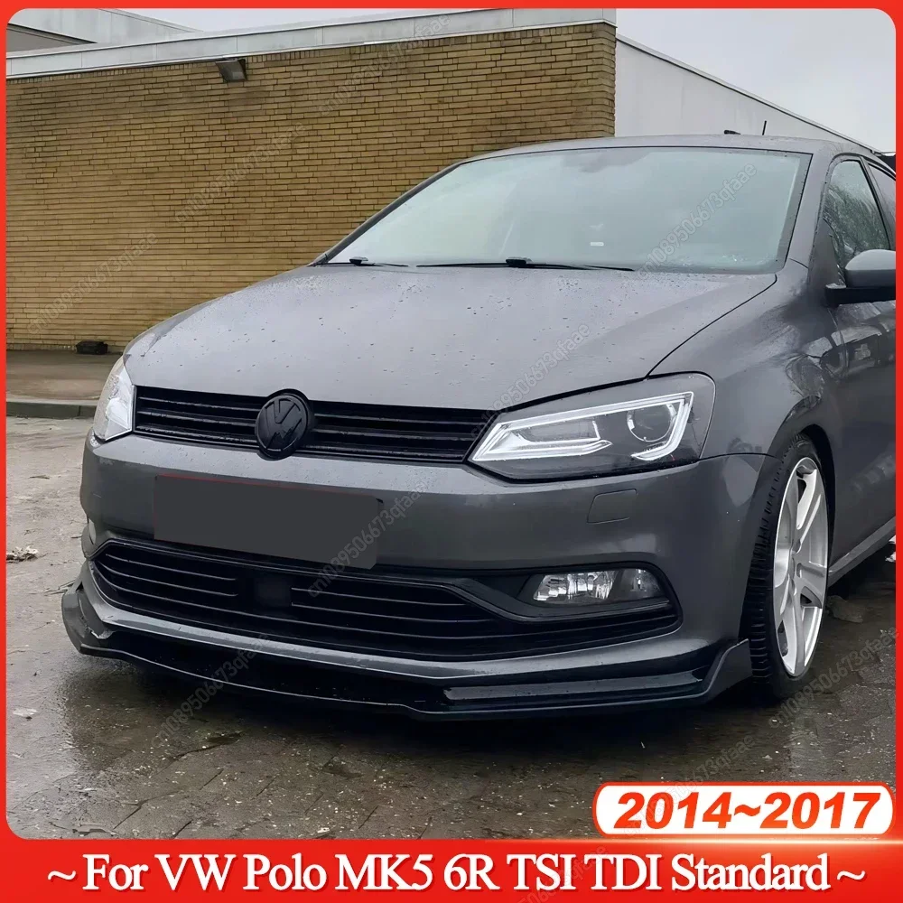 

Передний бампер автомобиля, сплиттер, спойлер, диффузор для VW Polo MK5 6R TSI TDI Standard Pre-Facelift 2014-2017, тюнинг, глянцевый черный