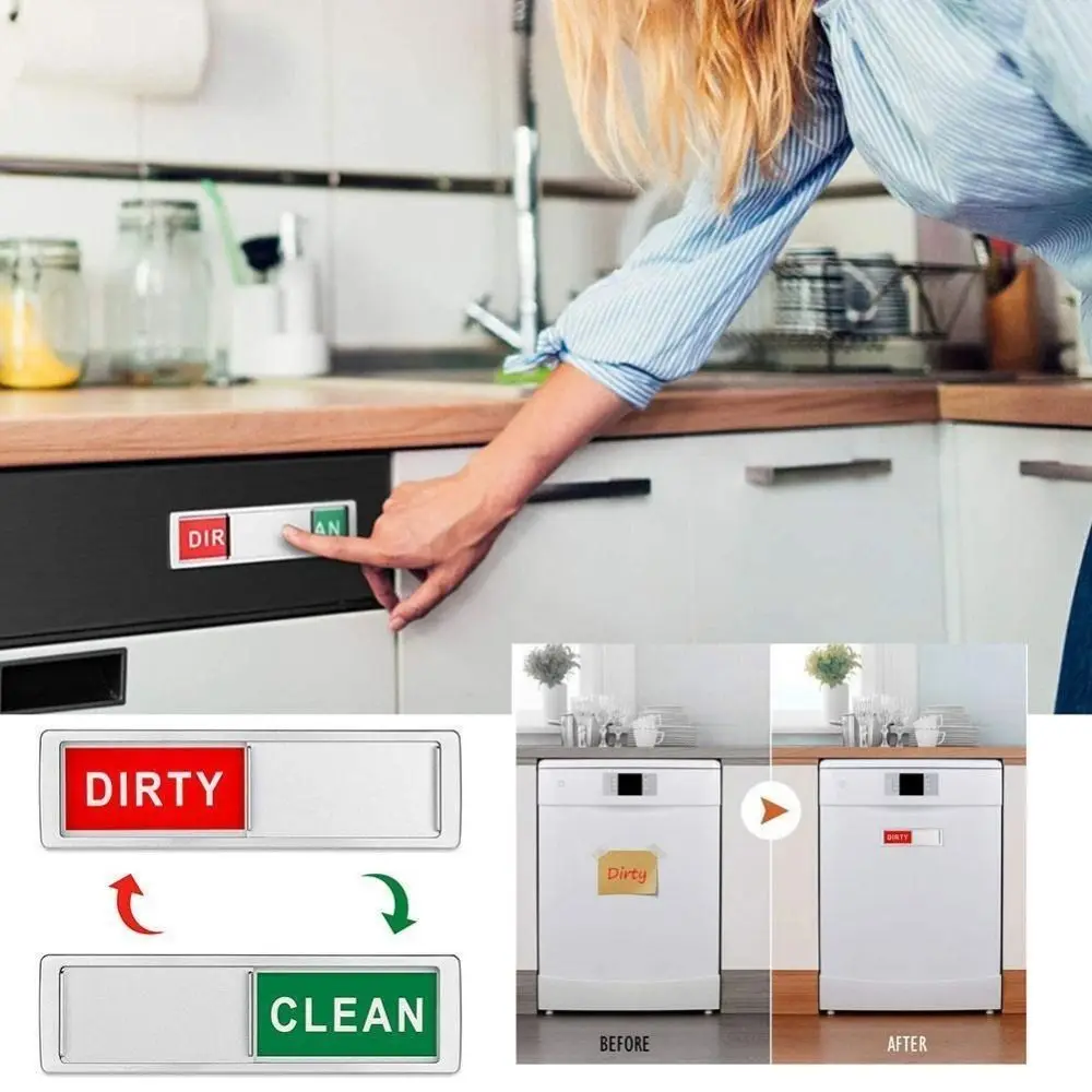New Acrylic Dishwasher Cleaning Sign Slide Shutter Design Easy To Read Room Cleaning Tips Clean Dirty Sign Kitchen Use