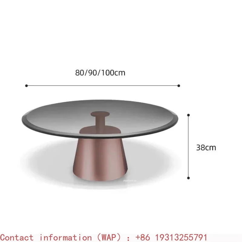 

【Best-selling】Light Round Tempered Glass Coffee Tables Designer Living Room Side Table Home Small Apartment Rose Gold Corner Tab
