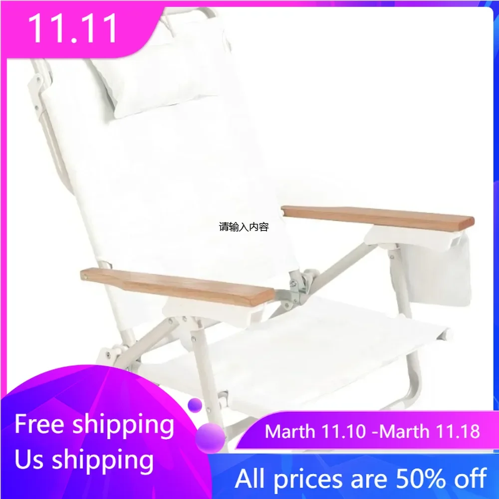 

Free transportation, outdoor reclining backpack, beach chair, essential for vacation, antique white