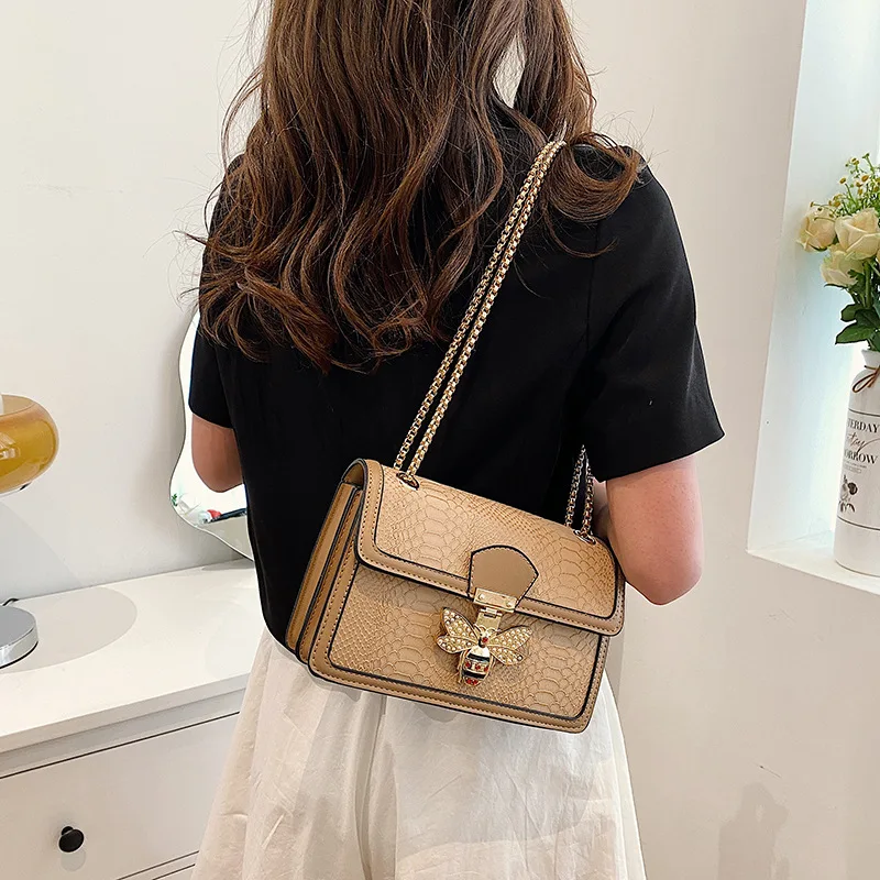 ﻿  Luxury Handbags for Women Crossbody Bags Bee Lock Tote Casual Flap Purses Crocodile Print Leather Handbag Ladies Shoulder Ba
