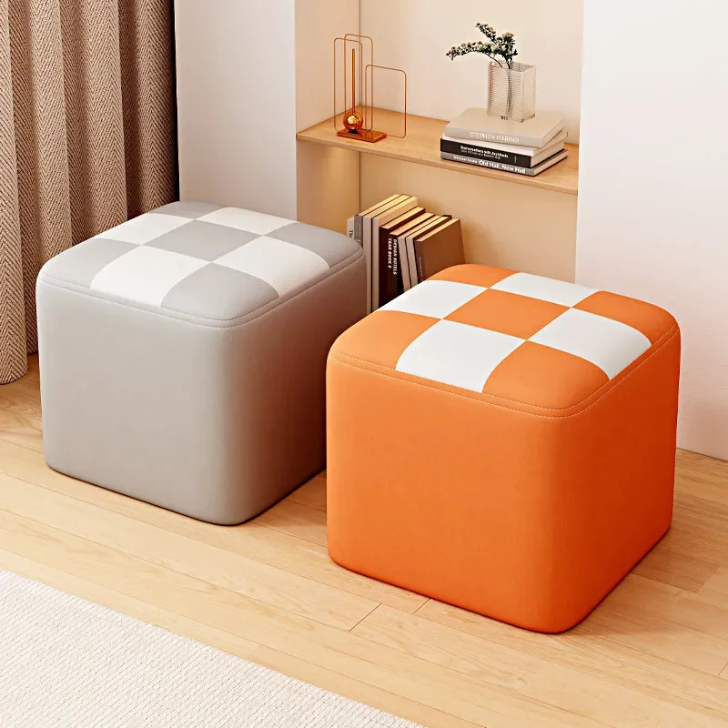 Small Square Stool Household Low Bench for Living Room Sofa Footrest Door Shoe Changing Seat Strong Ottoman