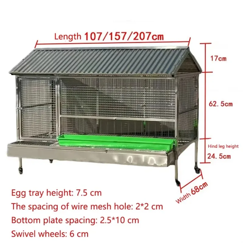Portable Chicken Cage Outdoor Luxury Stainless Steel Chicken Coop Automatic Egg Collection Waterproof Design Poultry Cage