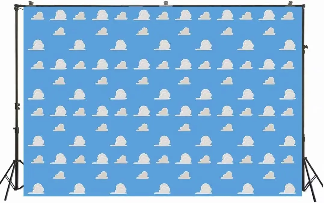 Blue Sky White Clouds Backdrop Kids Birthday Party Boy Baby Shower Background Step and Repeat Dessert Table Banner W-3334