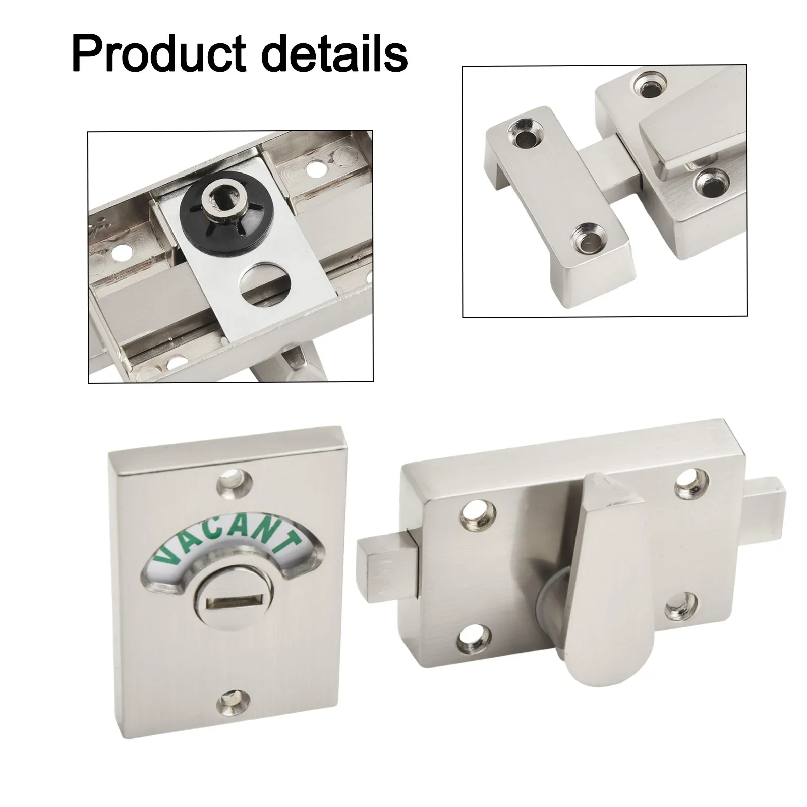 Замок конфиденциальности в ванной комнате, индикаторный замок для унитаза, прочная конструкция из цинкового сплава, гладкая отделка, дизайн в больших дорожных областях