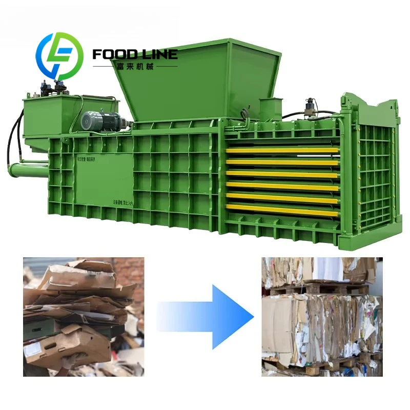 Fully Automatic Horizontal Hydraulic Baler Conveyor Feeding Mode Realize Unattended Baling For Continuous Waste Production Line