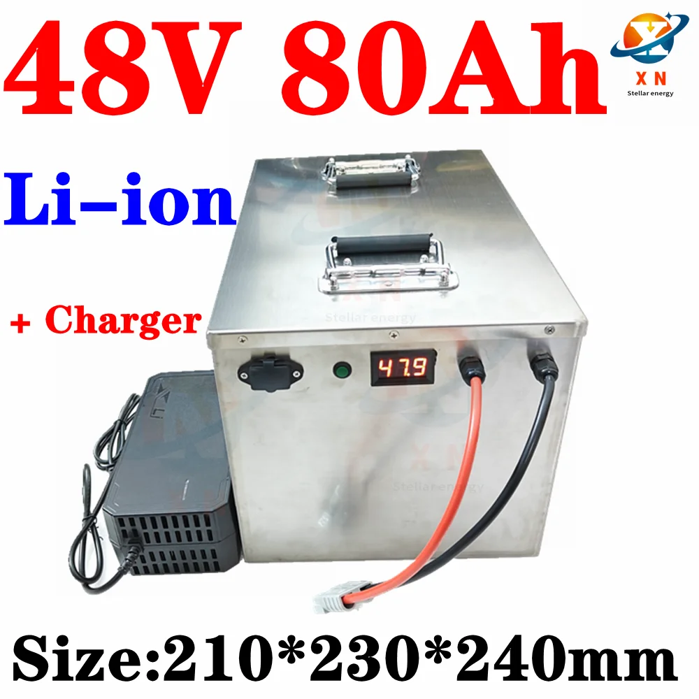 48V 80AH Lithium ion Li-ion battery no 48V 100AHbattery BMS for 5000w RV EV scooter tricycle fishing boat + 10A Charger