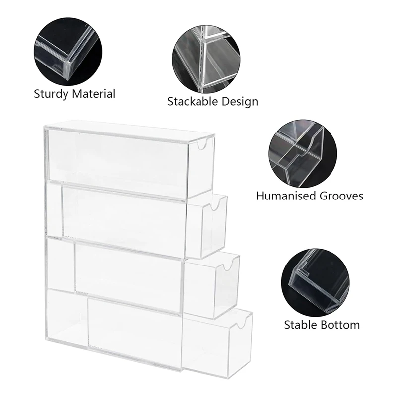 Organisateur de ruban Washi, boîte de rangement de ruban Washi en plastique empilable à 4 tiroirs, tiroirs de rangement transparents