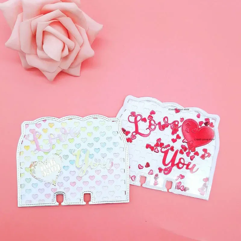 METAL CUTTING DIES 2019 Heart Layred Valentine memory dex Rolodex Shake Card Cutting die for Scrapbook paper craft card cutter