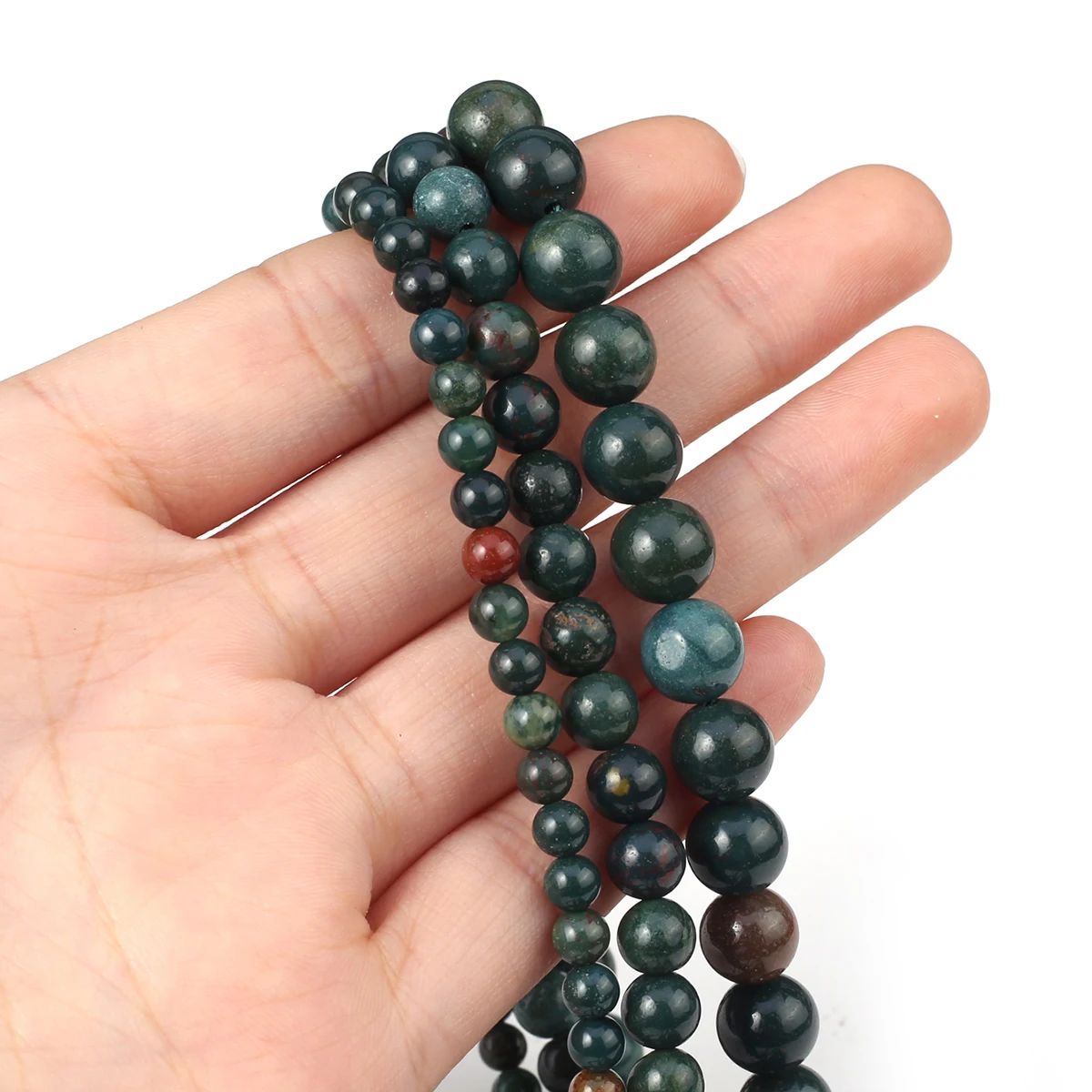 

Natural Stone Beads Loose Round Polished Blood Stone Bead for Jewelry Making Women Trendy Bracelet Necklace Accessories