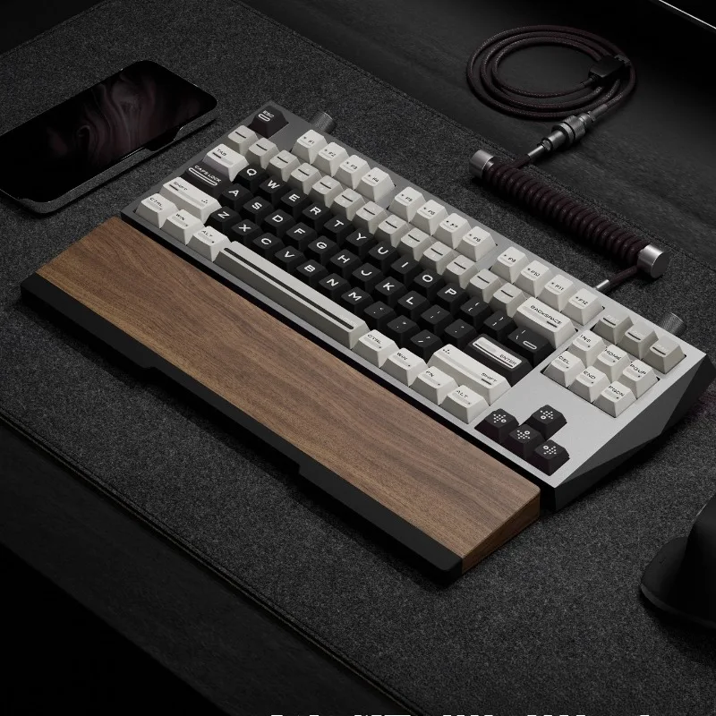 

Подставка для запястий для клавиатуры из черного орехового дерева, фиолетовая подставка для рук из сандалового дерева, эргономичный коврик для клавиатуры 75%-80%, комфортная подкладка для набора текста премиум-класса