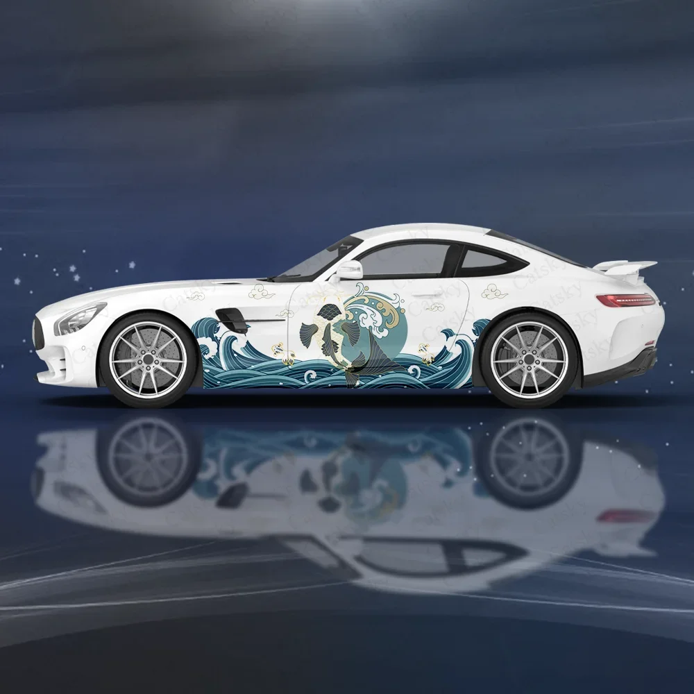 

Japanese Koi Fish Wave Car Side Sticker Decoration, PVC Waterproof Scratch Resistant Decal,Car Protection, Auto Accessories Gift