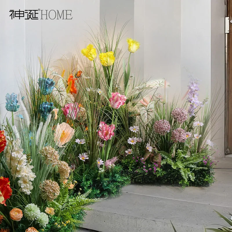 Artificial flower plant scene arrangement Soft decoration Internet celebrity Large green plants Indoor landscape window Fake