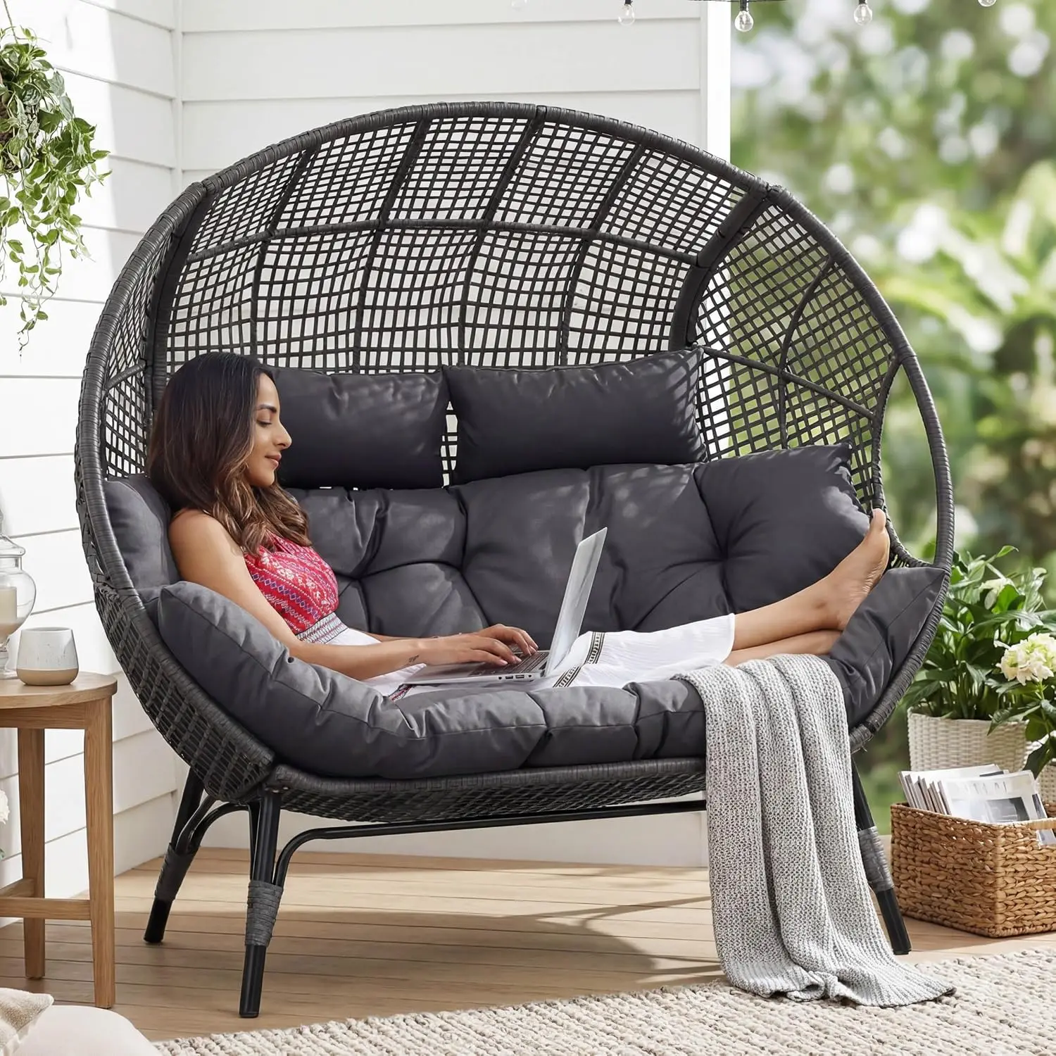 Double Egg Chair Indoor Outdoor Stationary Oversized 6.5