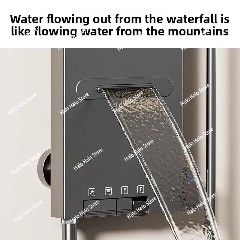 New gun gray mirror rain multi-function digital display shower pressurized shower set home luxury large rack shower screen