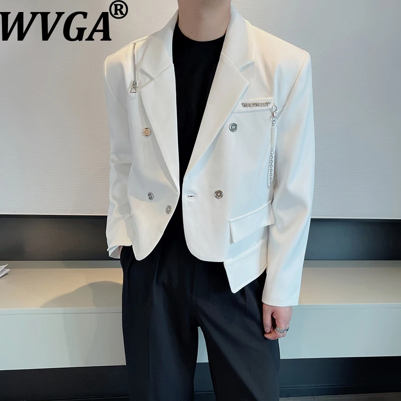 

WVGA Spring Autumn New Men Tide High-End Zipper Trendy Short Blazer Niche Chic Casual Turn-Down Collar Suit Coats Ins Y2K W16226